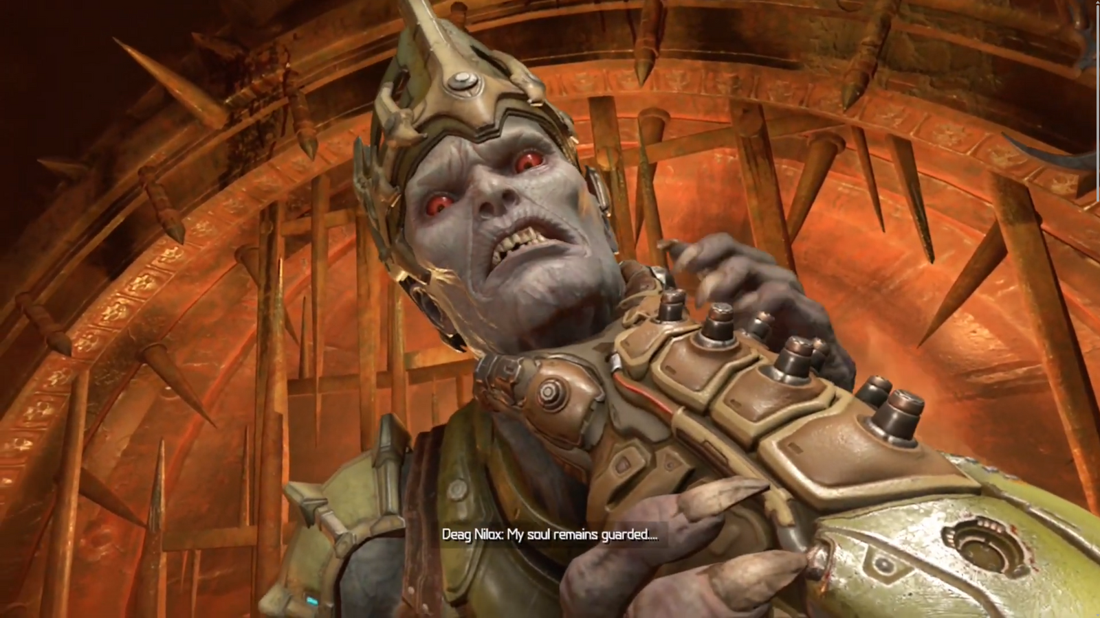 doom eternal doomslayer holding hell priest by the neck