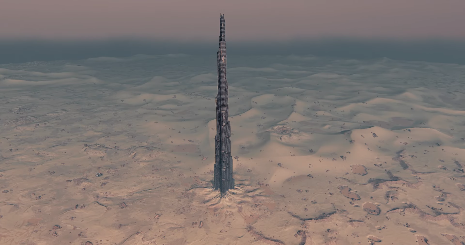 The remains of the Burj Khalifa on Earth in Starfield.