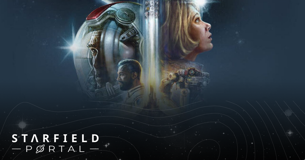 Starfield poster with characters looking up to space