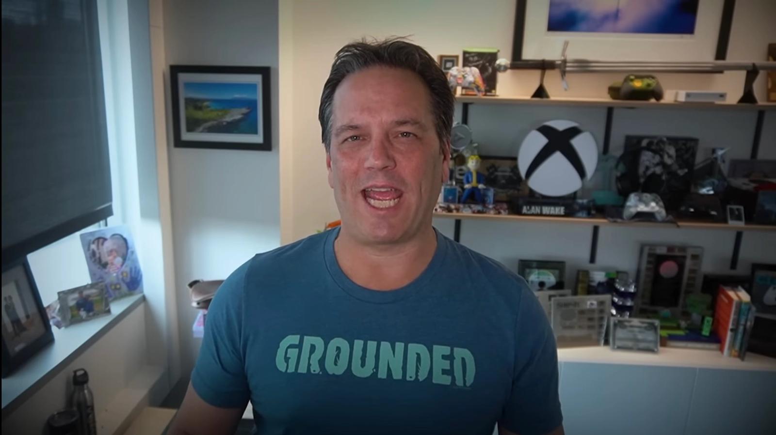 Phil Spencer wearing a grounded t shirt