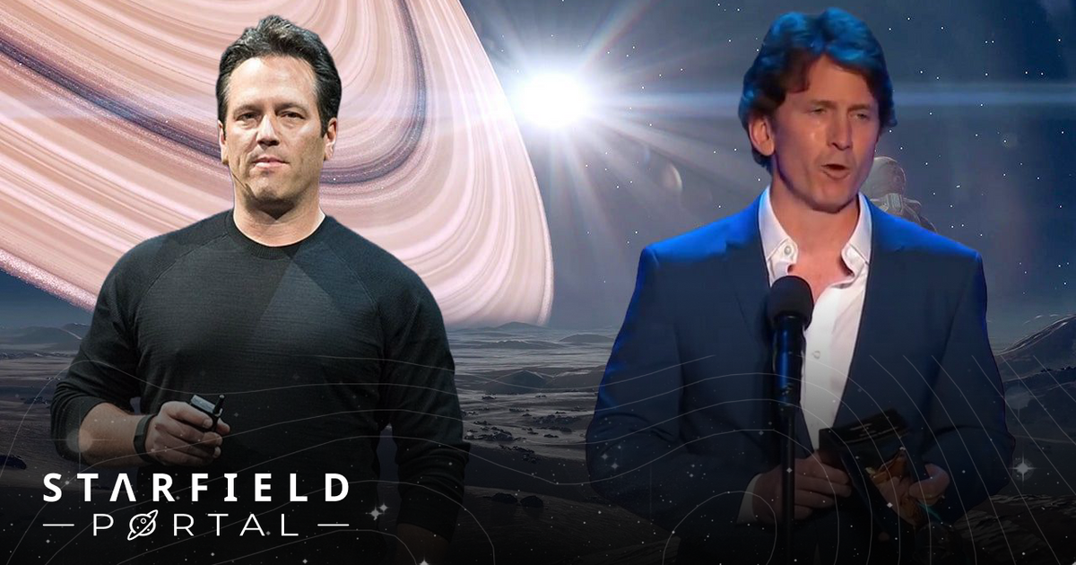 phil spencer and todd howard with a galactic backdrop