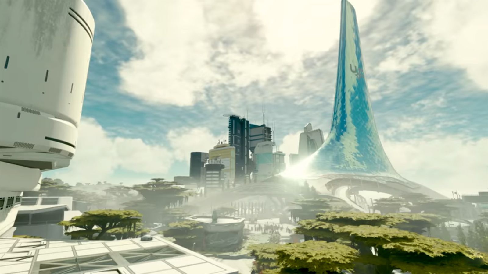 An image of New Atlantis, the location of the Sanctum Universum in Starfield. 