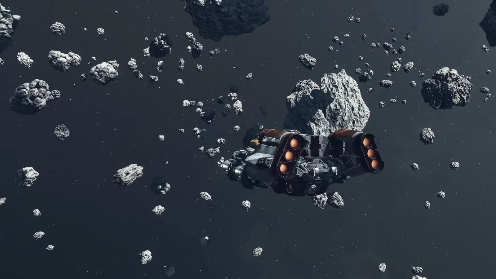 starfield starship in asteroid field horror mod