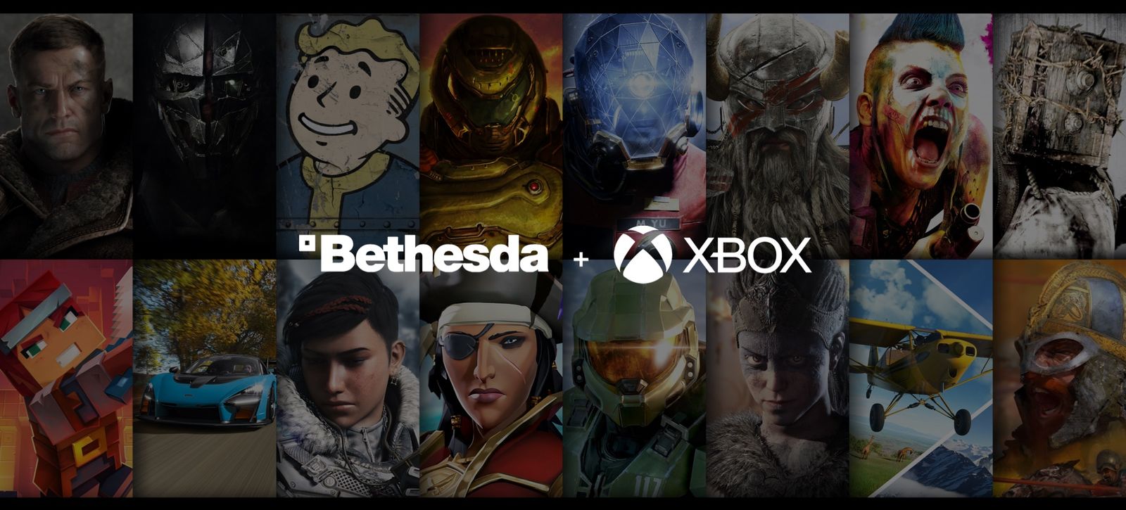An image of all Bethesda properties with xbox and bethesda logos
