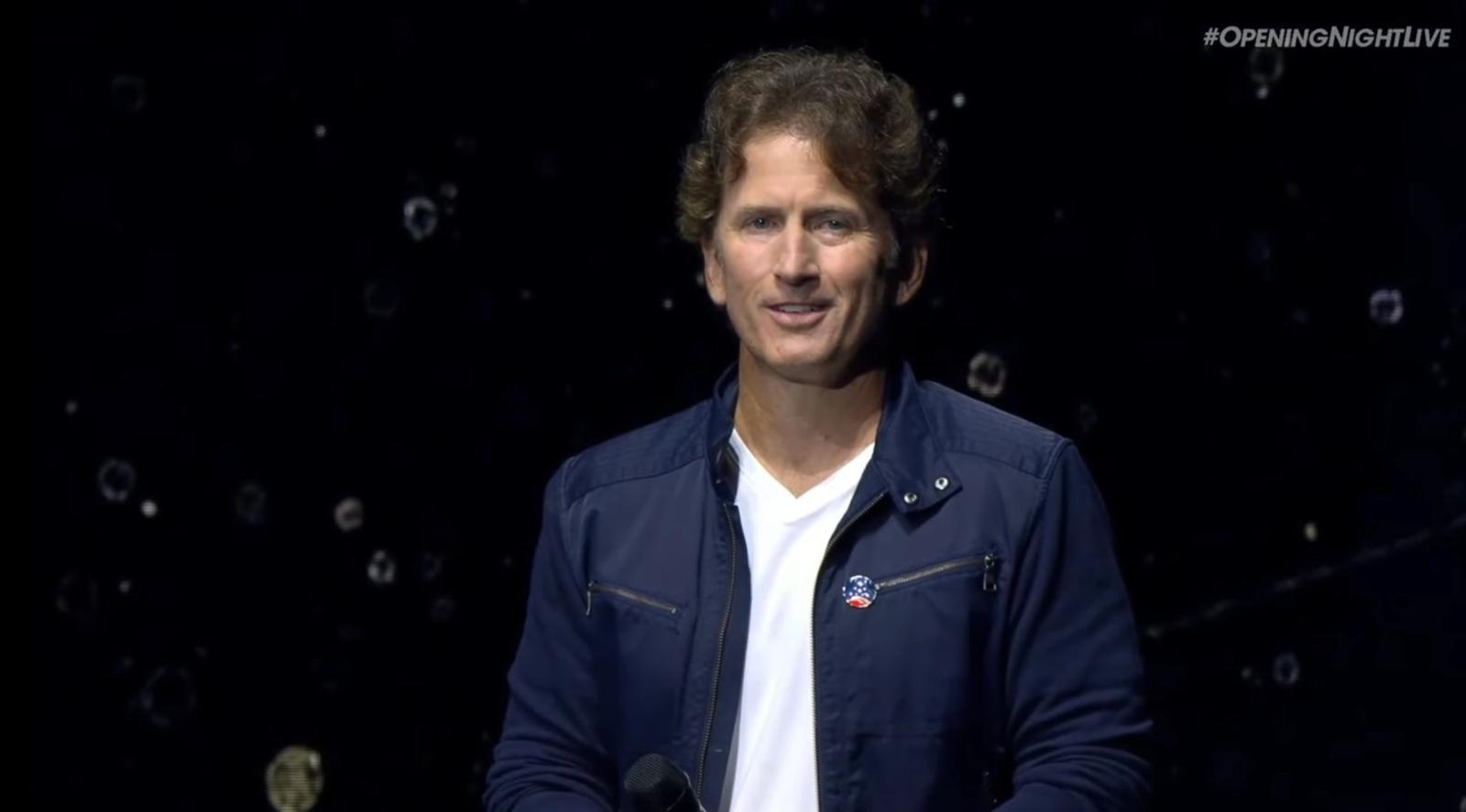 Todd Howard on stage at gamescom
