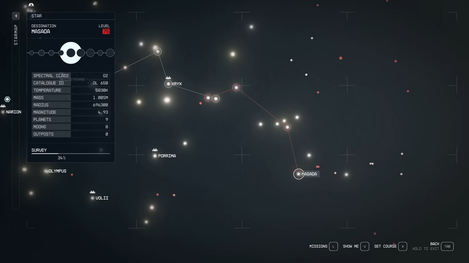 starfield star map showing masada star system
