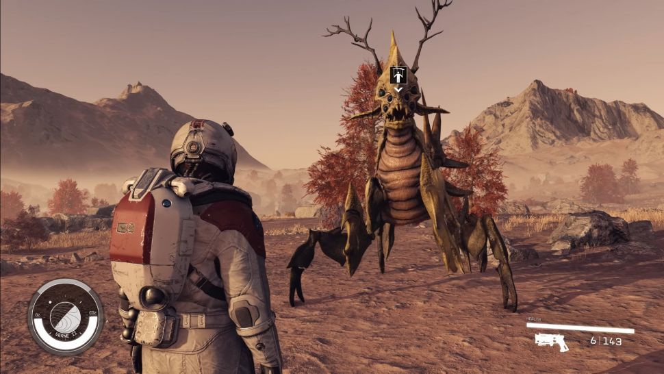 The player faces a giant bug creature