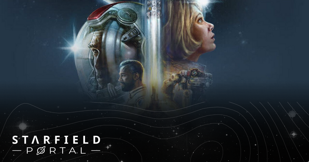 Starfield box art with cosmonauts looking out to space