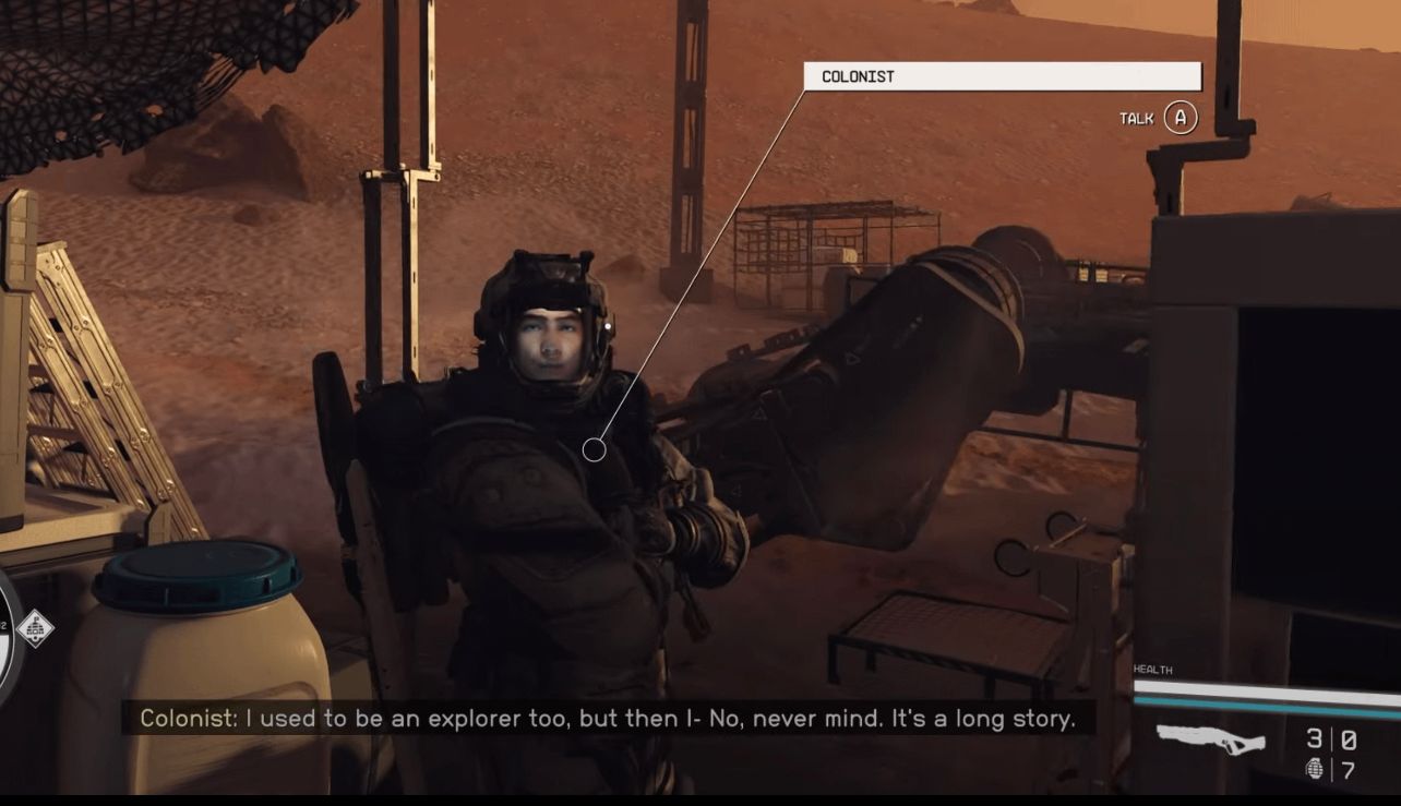 An image of an explorer talking to the player