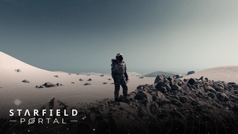 explorer standing on starfields barren earth