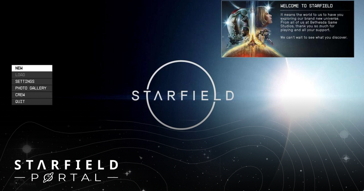 Starfield start menu