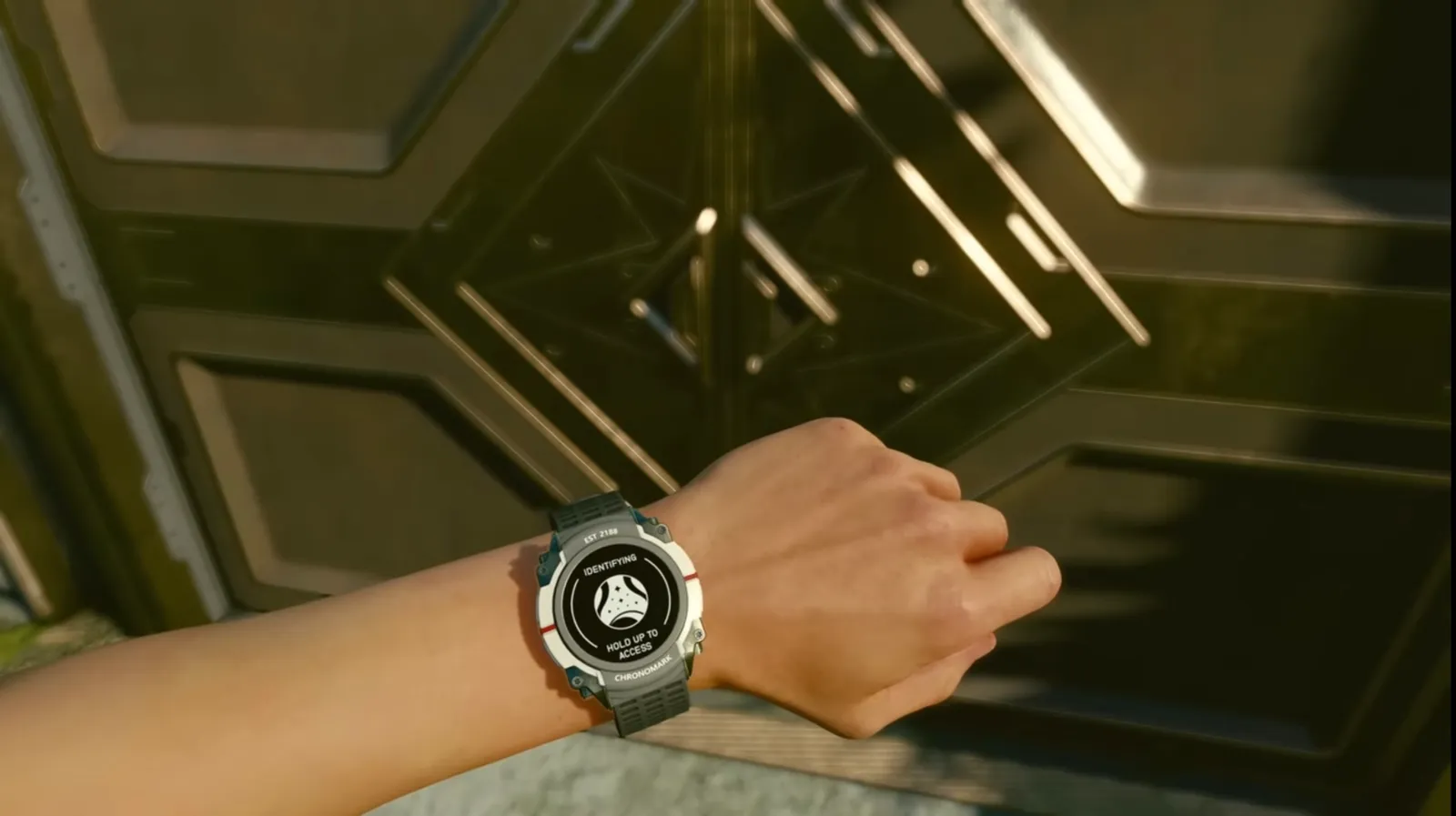 player looks at their chronomark watch