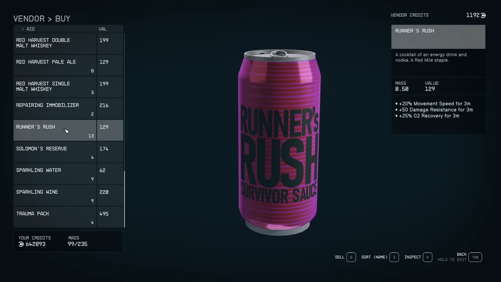 starfield runner's rush drink