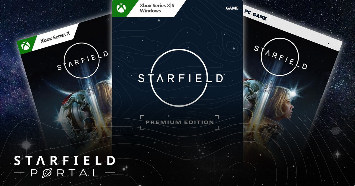 The Starfield box art is shown with cosmonauts looking to space