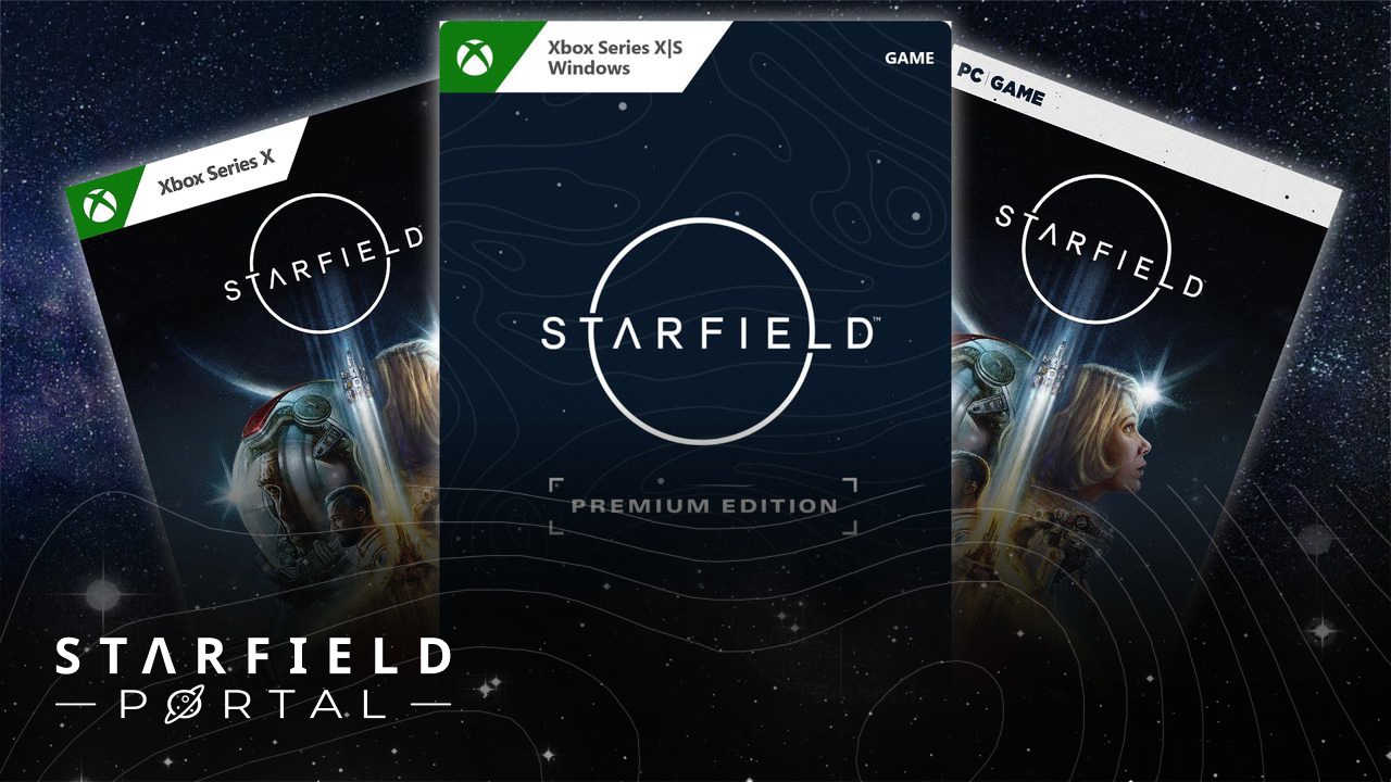The cover of the game box for Starfield