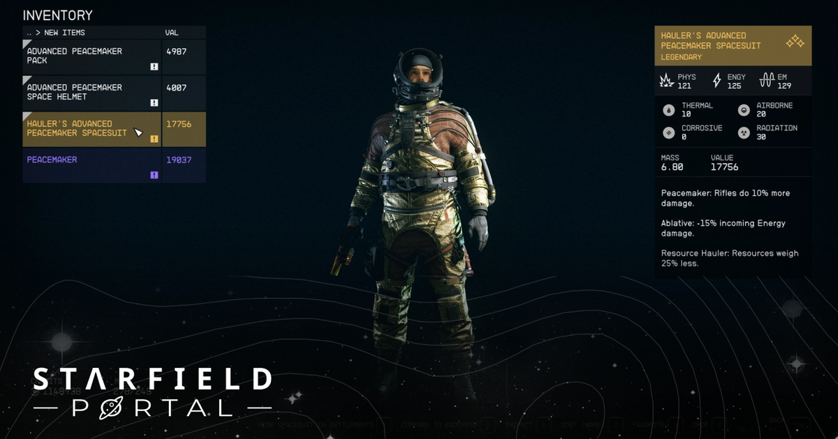 starfield peacemaker spacesuit and items